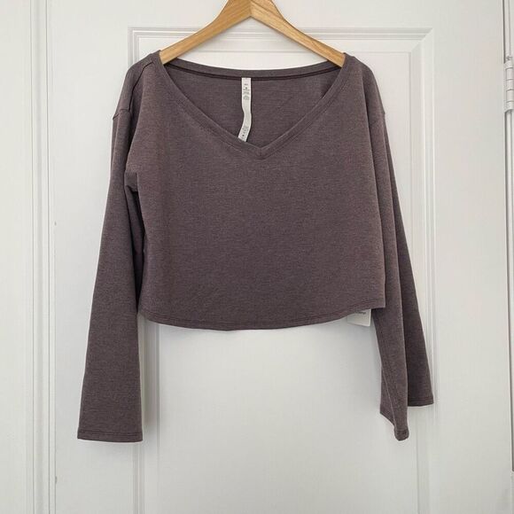 Lululemon Show your Depth Long Sleeve Heathered Antique Bark size M/L - Picture 2 of 7